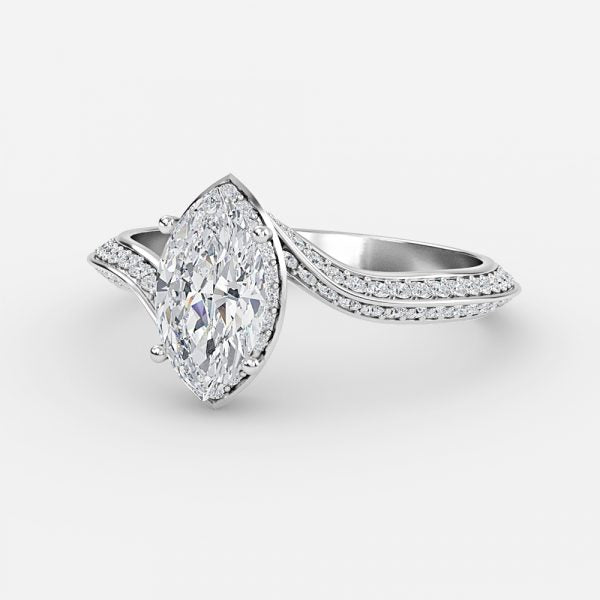 Bellatrix Marquise Hidden Halo Moissanite Engagement Ring