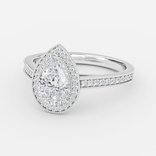 Haven Pear Halo Moissanite Engagement Ring