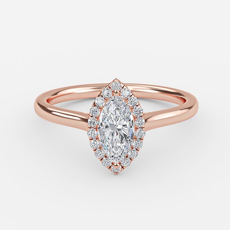 Joliette Marquise Halo Moissanite Engagement Ring