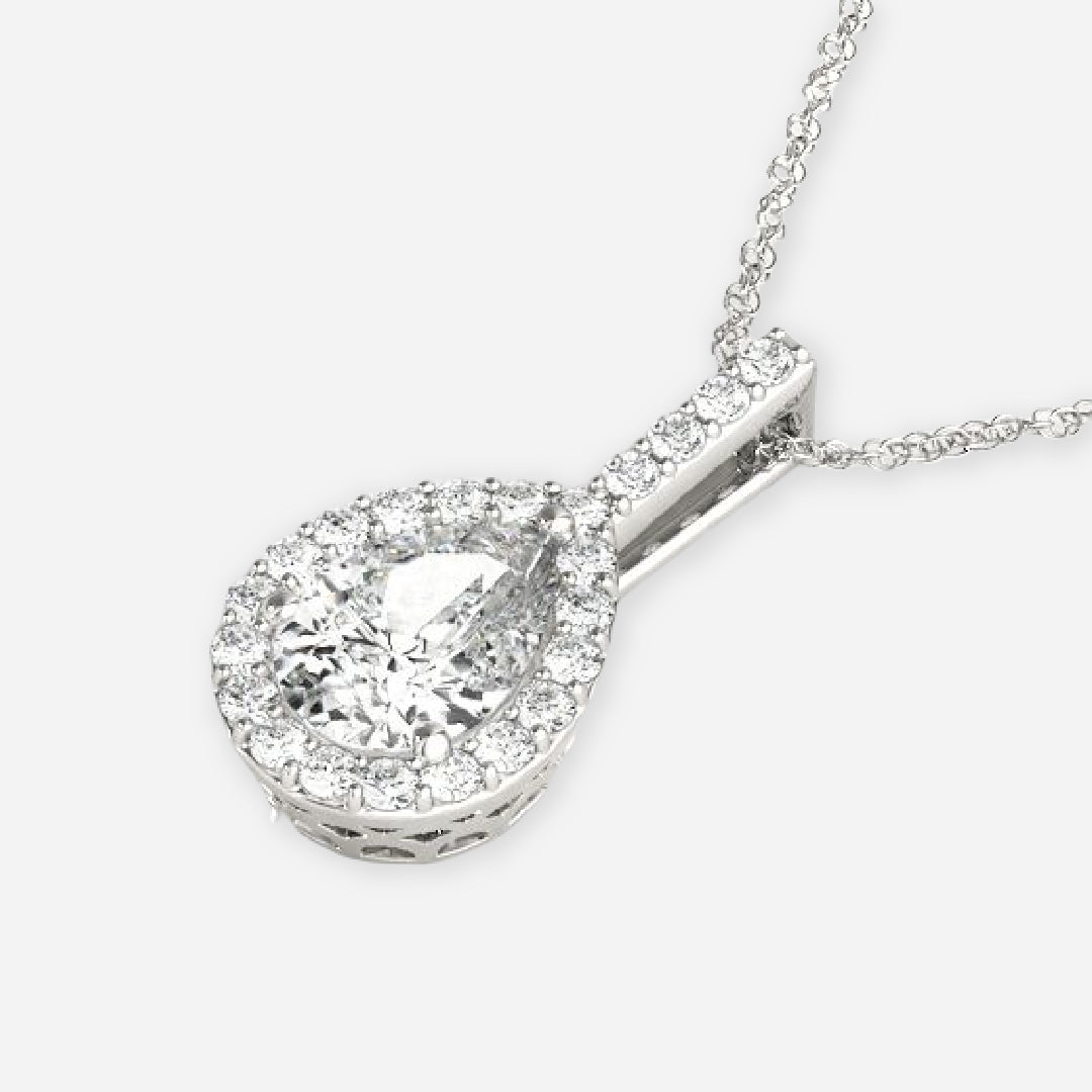 Pear Moissanite Halo Pendant