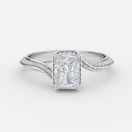 Bellatrix Radiant Hidden Halo Moissanite Engagement Ring