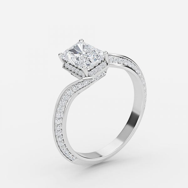 Bellatrix Radiant Hidden Halo Moissanite Engagement Ring