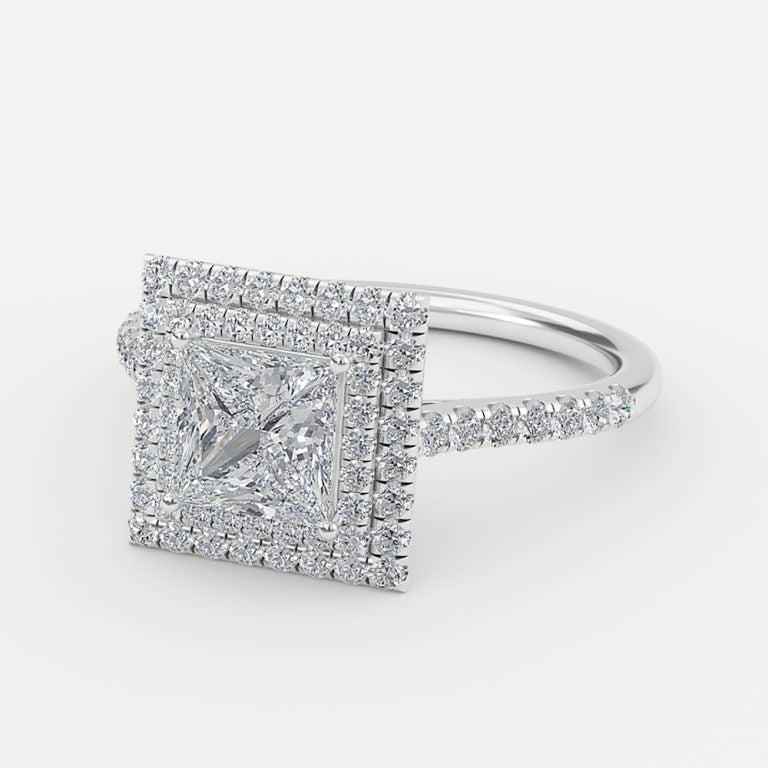 Linnea Princess Halo Moissanite Engagement Ring