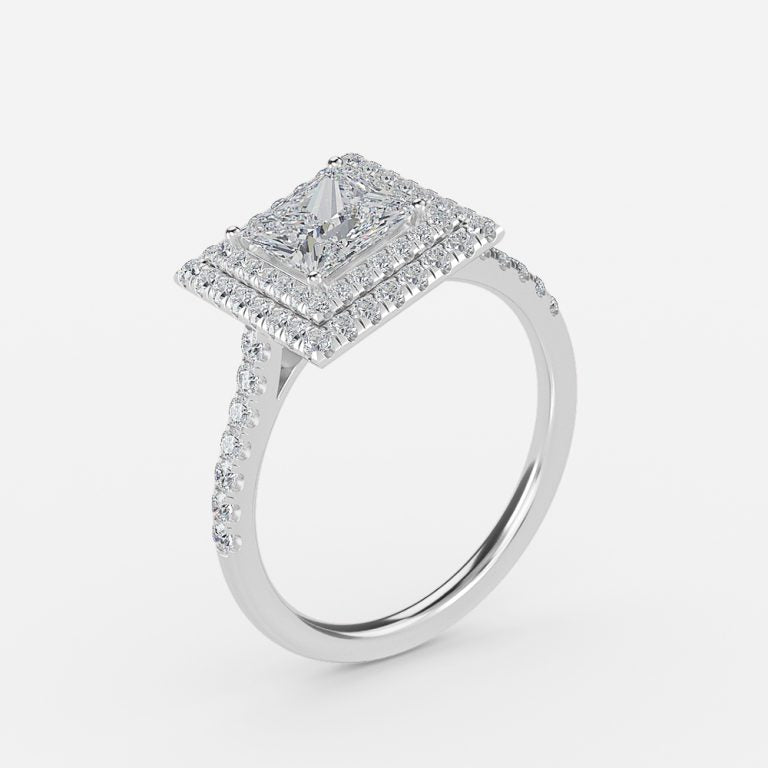 Linnea Princess Halo Moissanite Engagement Ring