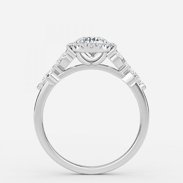 Jacinta Round Halo Moissanite Engagement Ring