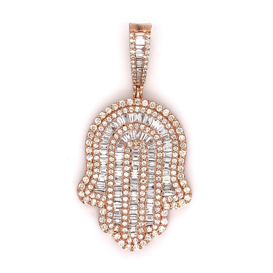 3.00 CT Moissanite Iced Out Hamsa Hand Pendant