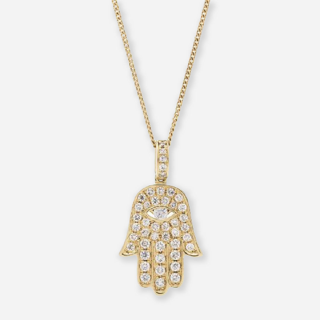 Moissanite Hamsa Hand Pendant