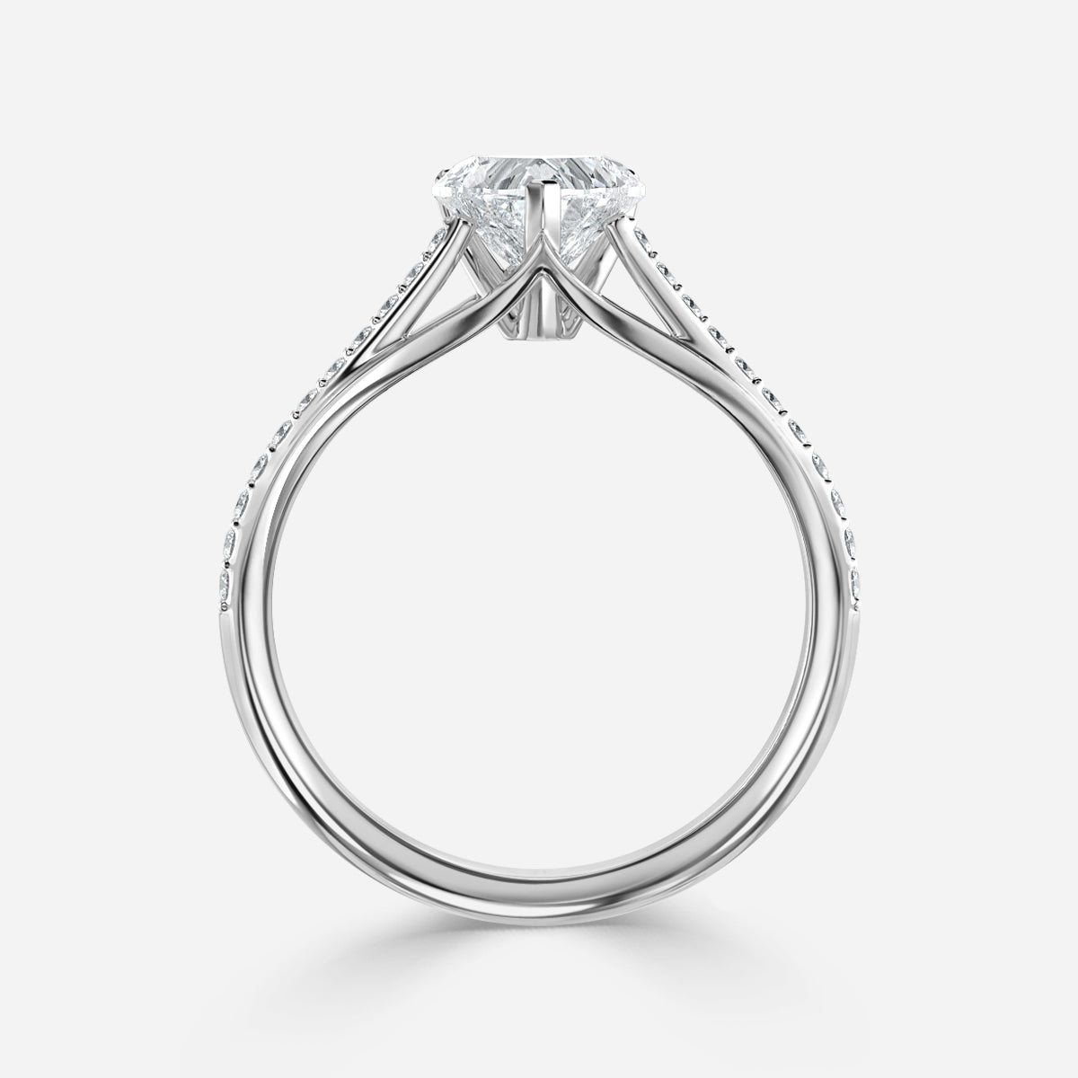 Jessamine Heart Diamond Band Moissanite Engagement Ring