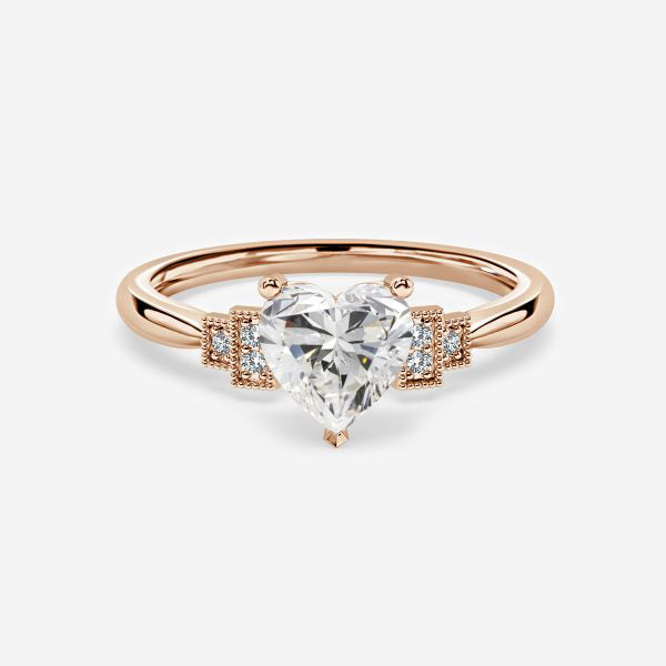 Isley Heart Three Stone Moissanite Engagement Ring