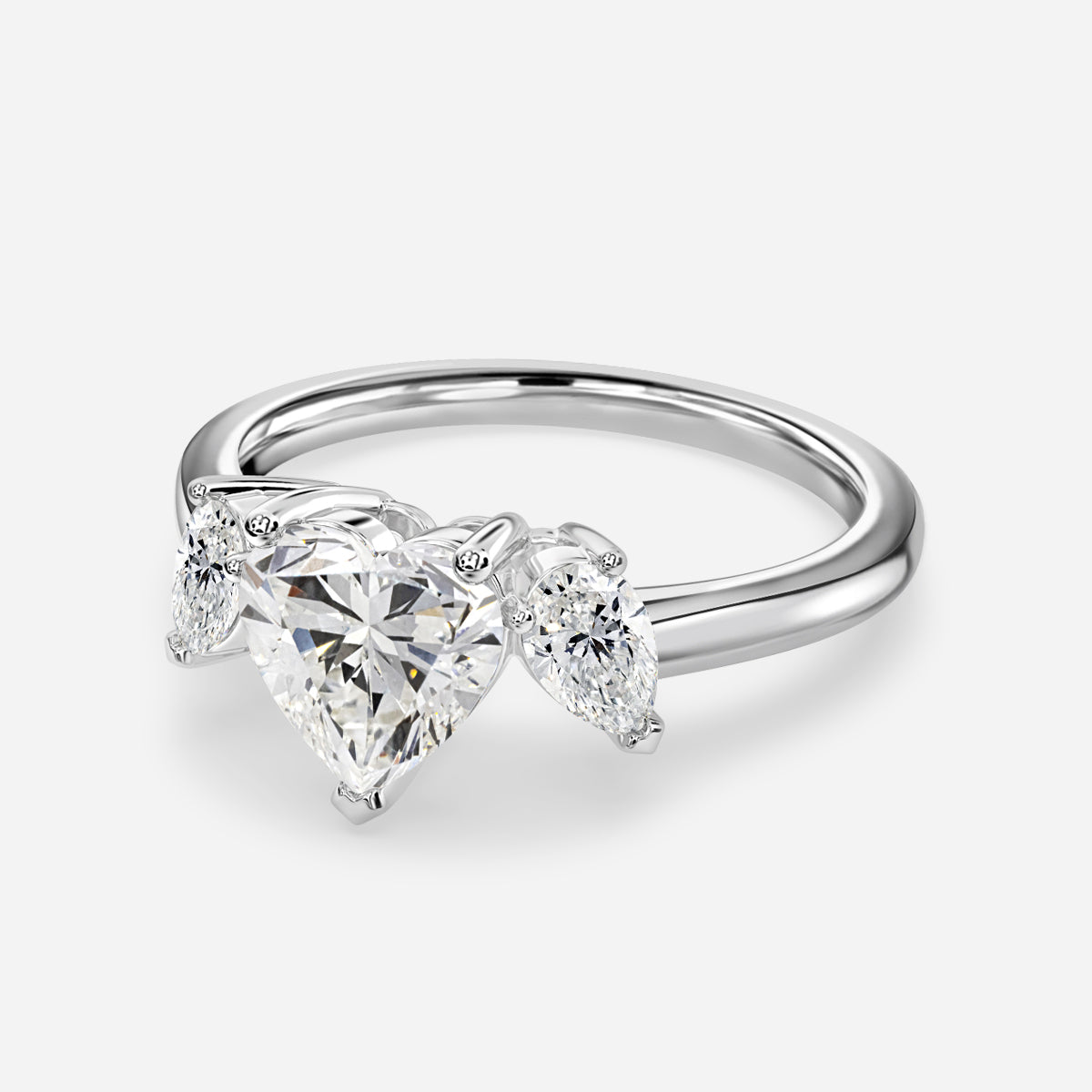 Jael Heart Three Stone Moissanite Engagement Ring