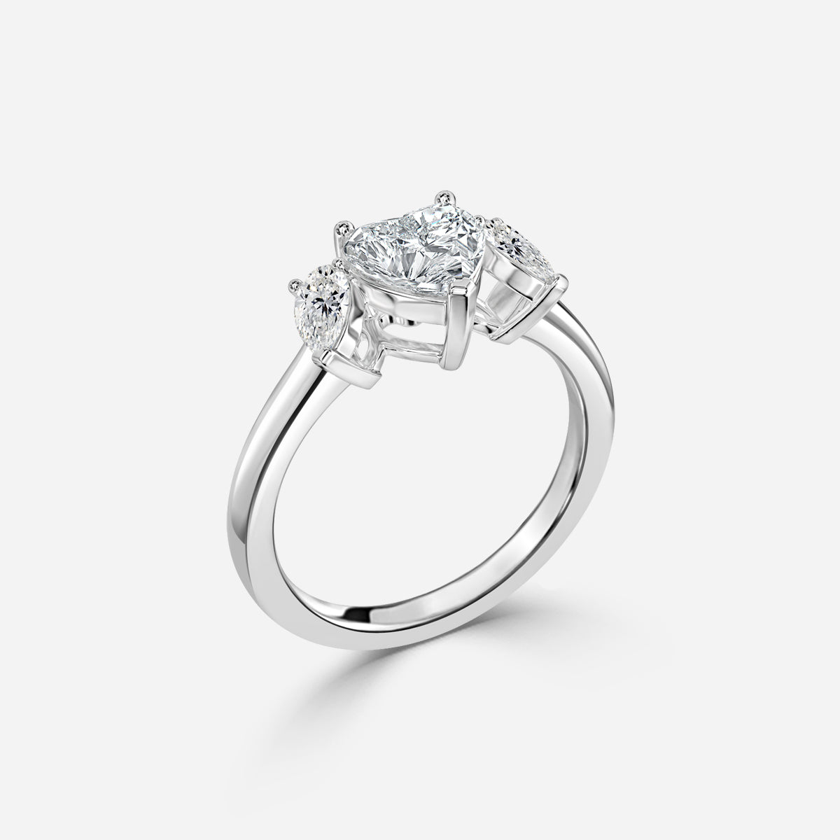 Jael Heart Three Stone Moissanite Engagement Ring