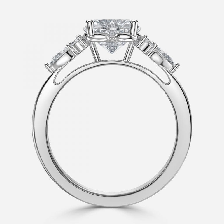 Carmel Heart Three Stone Moissanite Engagement Ring