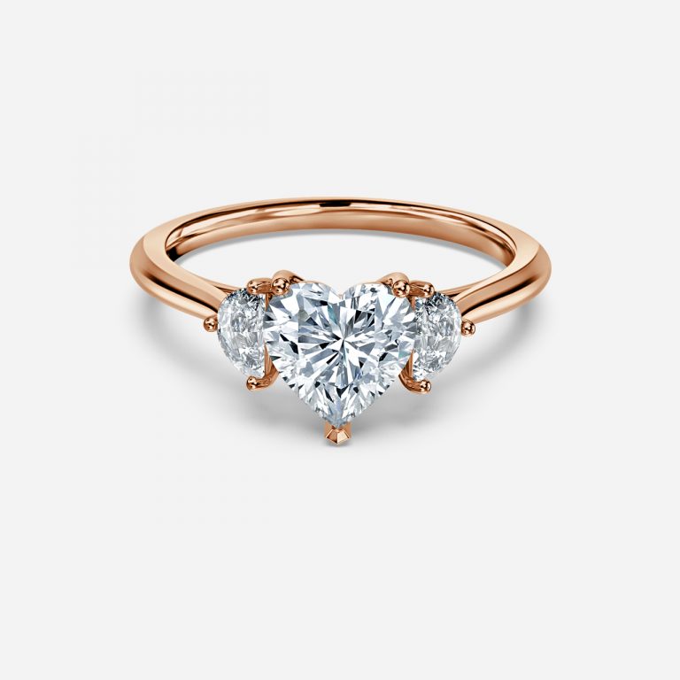 Kiara Heart Three Stone Moissanite Engagement Ring