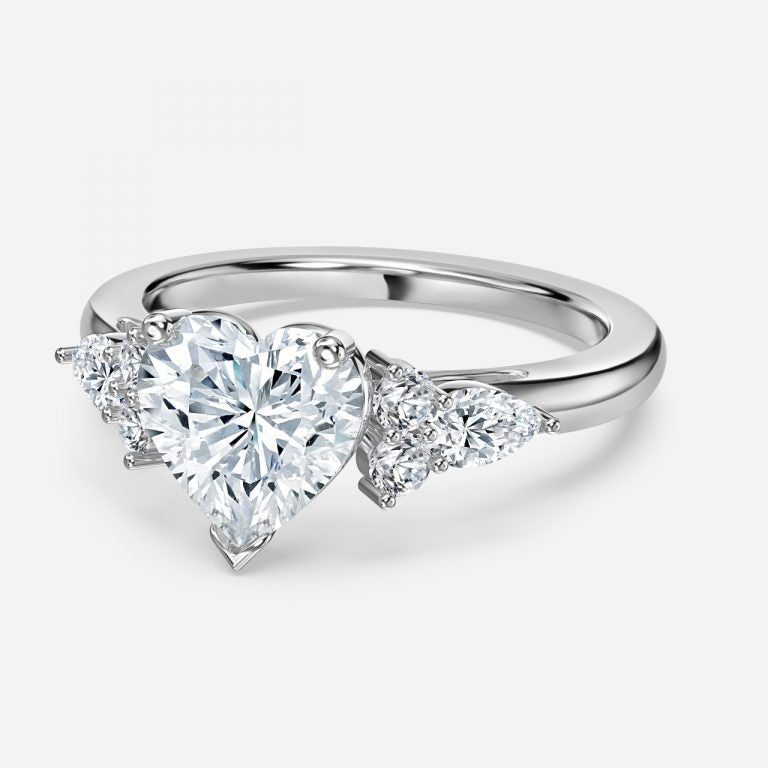 Carmel Heart Three Stone Moissanite Engagement Ring