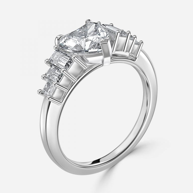 Fabiola Heart Three Stone Engagement Ring