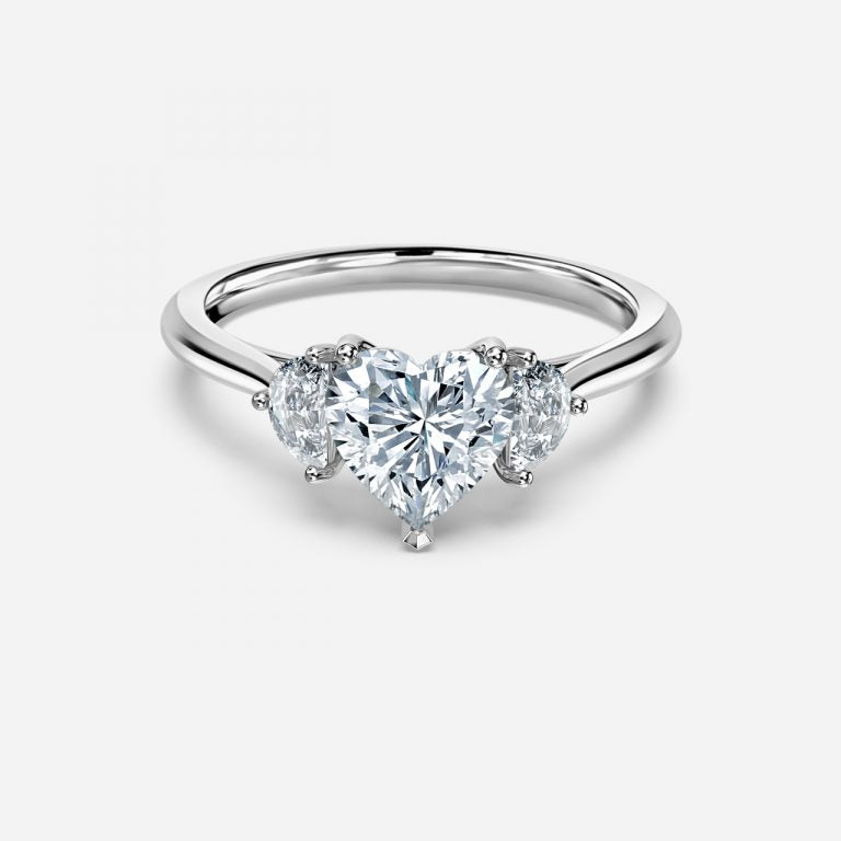 Kiara Heart Three Stone Moissanite Engagement Ring