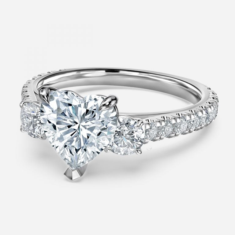 Oriana Heart Three Stone Moissanite Engagement Ring