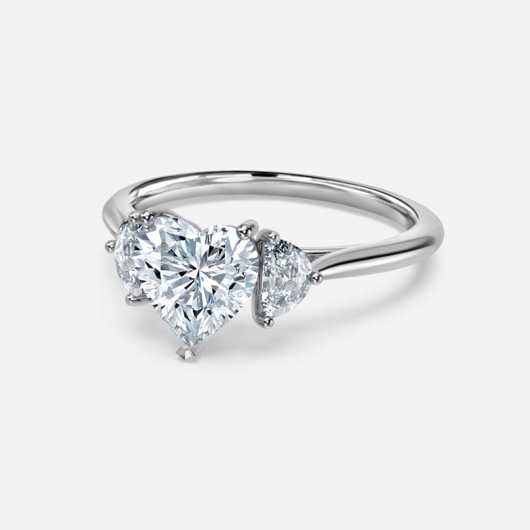 Kiara Heart Three Stone Moissanite Engagement Ring