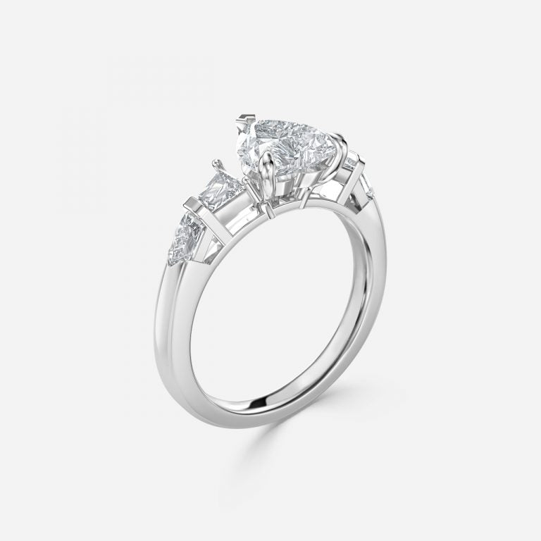 Maida Heart Three Stone Moissanite Engagement Ring