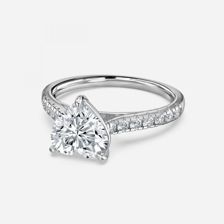 Clio Heart Diamond Band Moissanite Engagement Ring