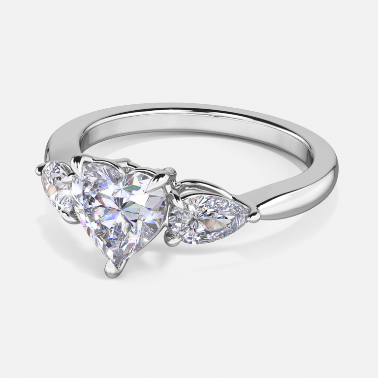 Tierney Heart Three Stone Engagement Ring