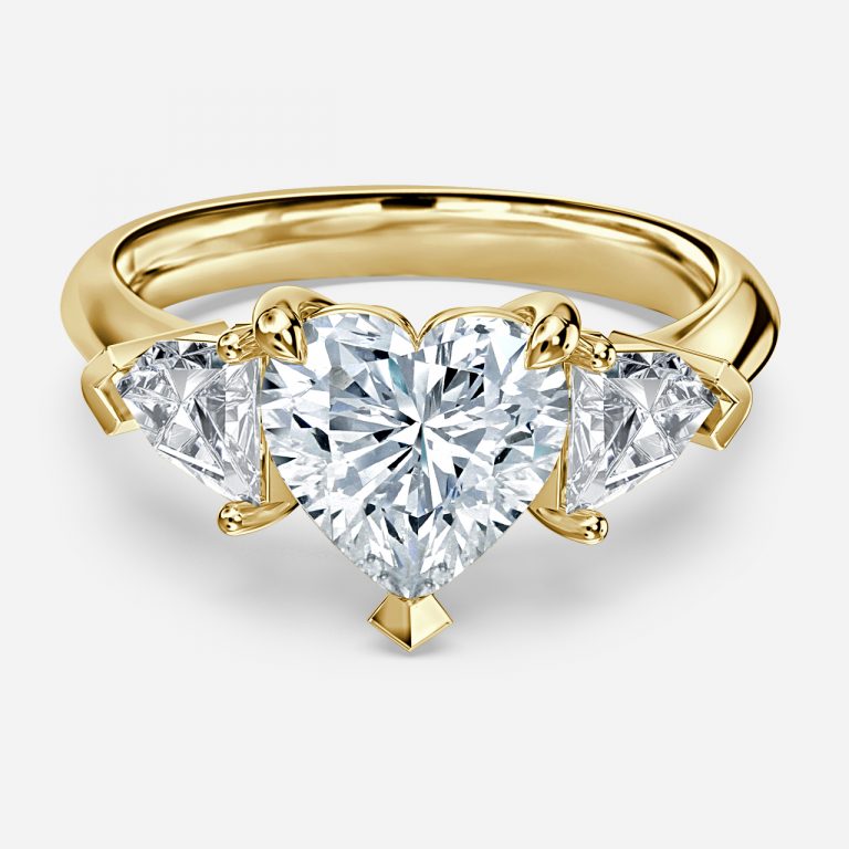 Eri Heart Three Stone Moissanite Engagement Ring