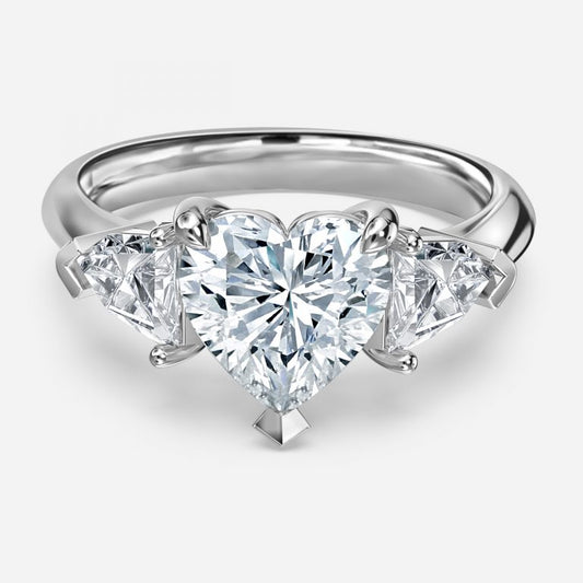 Eri Heart Three Stone Moissanite Engagement Ring