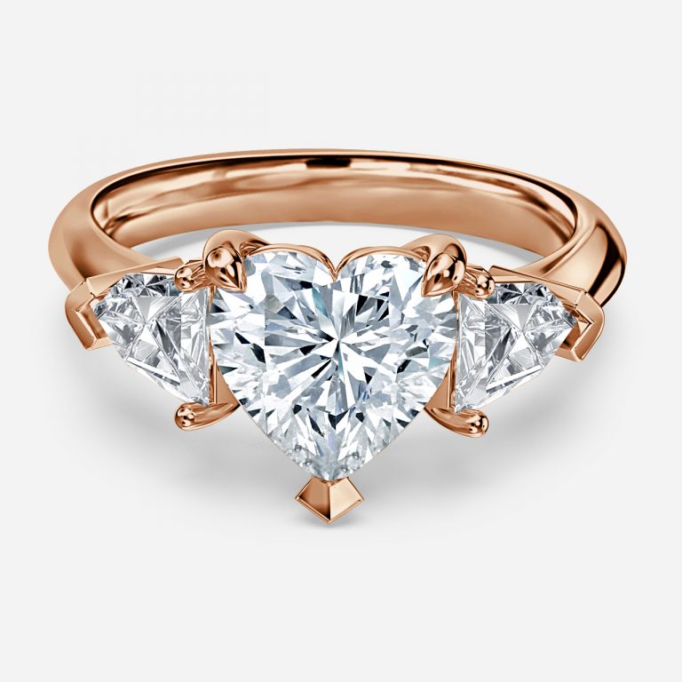 Eri Heart Three Stone Moissanite Engagement Ring