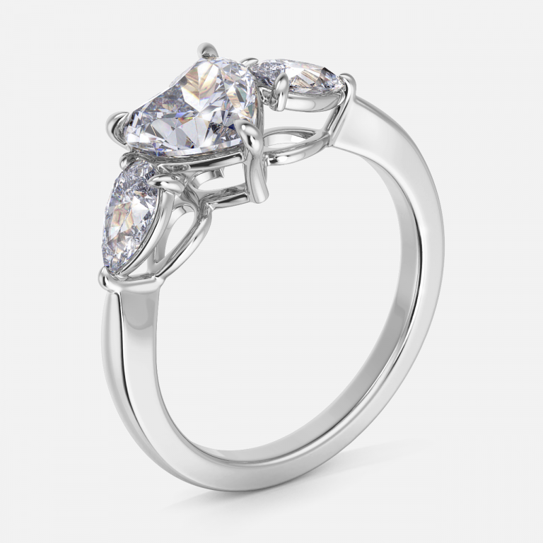 Tierney Heart Three Stone Engagement Ring