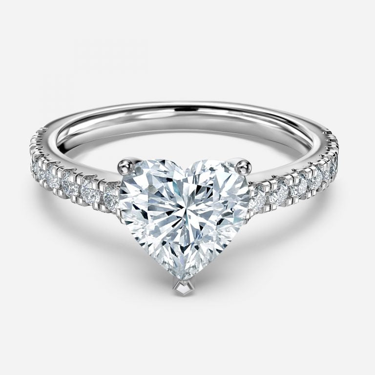 Halcyon Heart Diamond Band Moissanite Engagement Ring