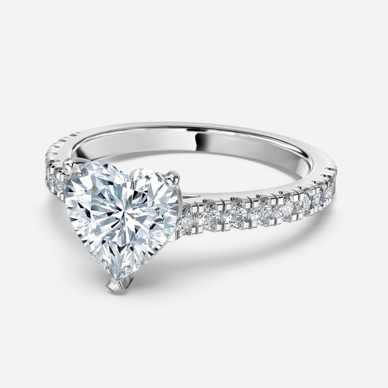 Halcyon Heart Diamond Band Moissanite Engagement Ring