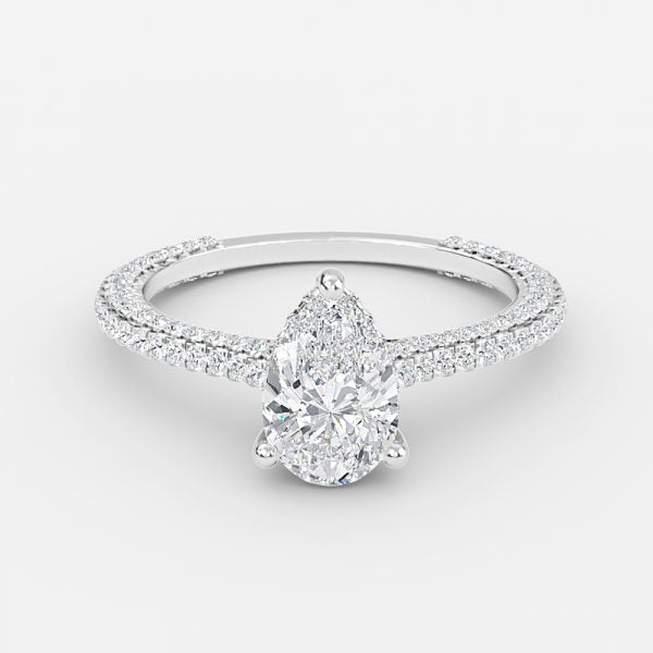 Kalaya Pear Hidden Halo Moissanite Engagement Ring