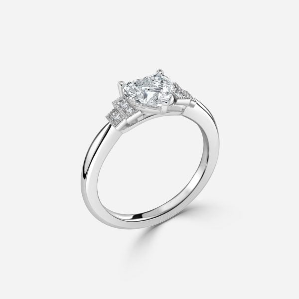 Isley Heart Three Stone Moissanite Engagement Ring