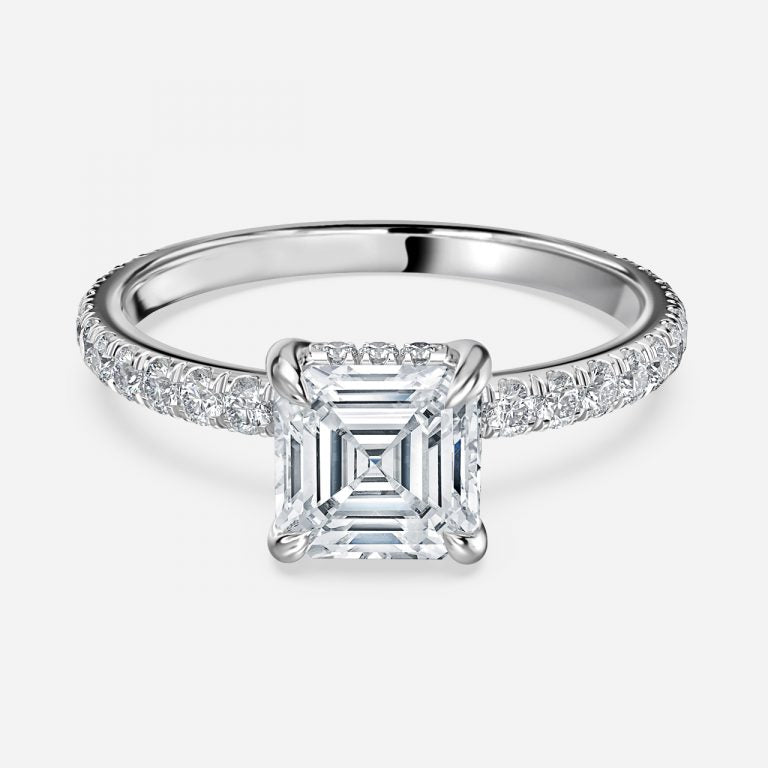 Siobhan Asscher Hidden Halo Moissanite Engagement Ring