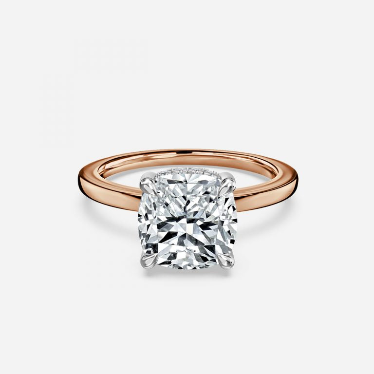 Penelope Cushion Hidden Halo Moissanite Engagement Ring