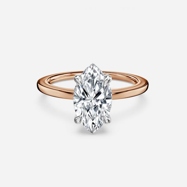 Penelope Two Tone Marquise Hidden Halo Moissanite Engagement Ring