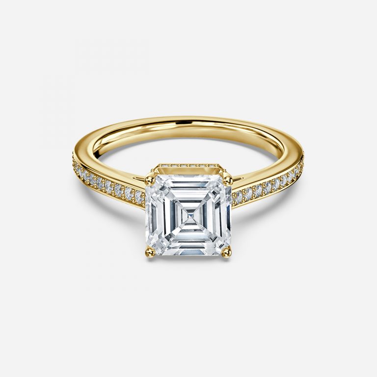 Inez Asscher Hidden Halo Moissanite Engagement Ring