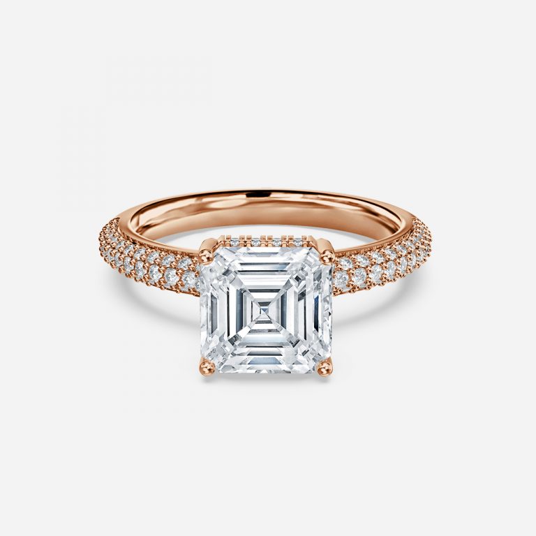 Eluned Asscher Hidden Halo Moissanite Engagement Ring