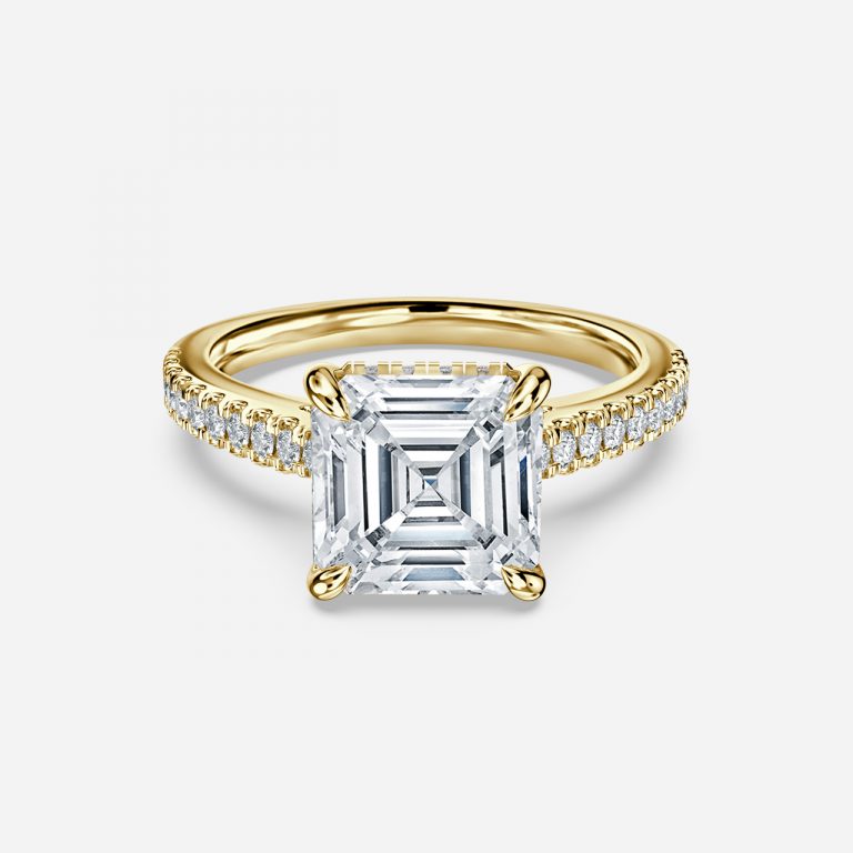 Yvette Asscher Hidden Halo Moissanite Engagement Ring