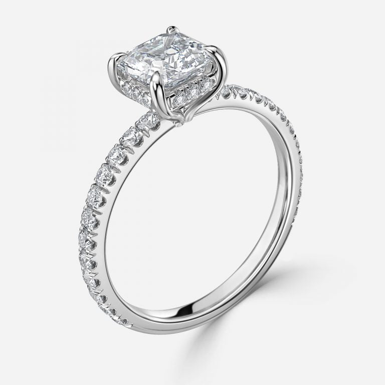 Siobhan Asscher Hidden Halo Moissanite Engagement Ring