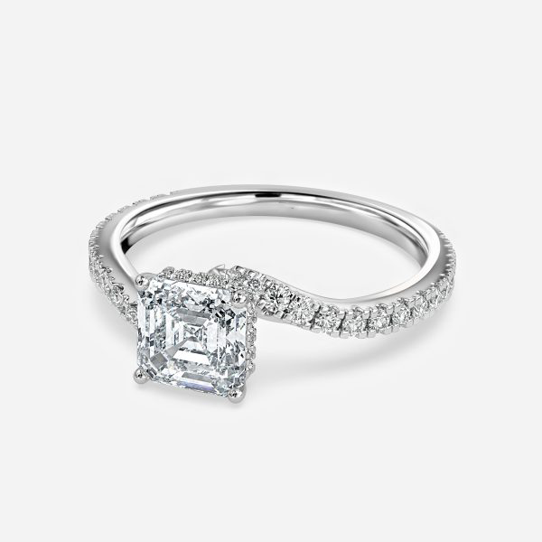 Paloma Asscher Hidden Halo Moissanite Engagement Ring