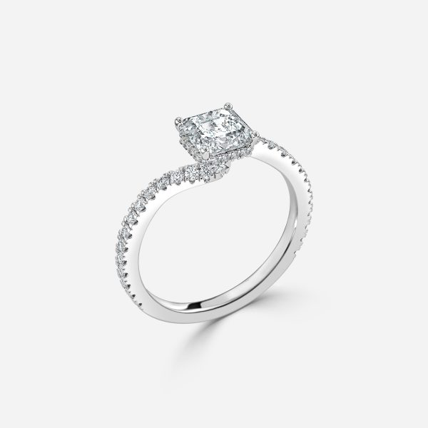 Paloma Asscher Hidden Halo Moissanite Engagement Ring