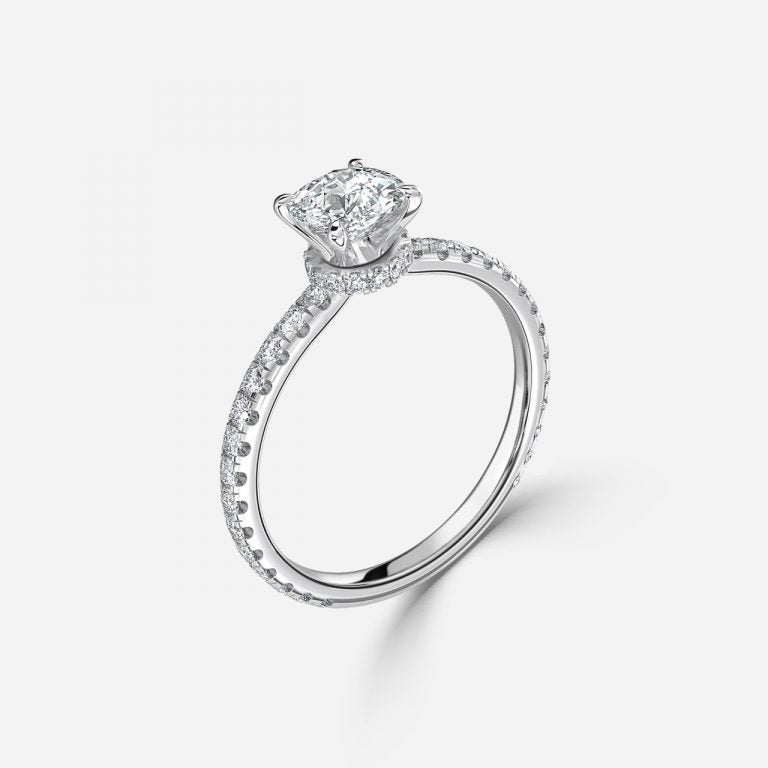 Astrid Cushion Hidden Halo Moissanite Engagement Ring