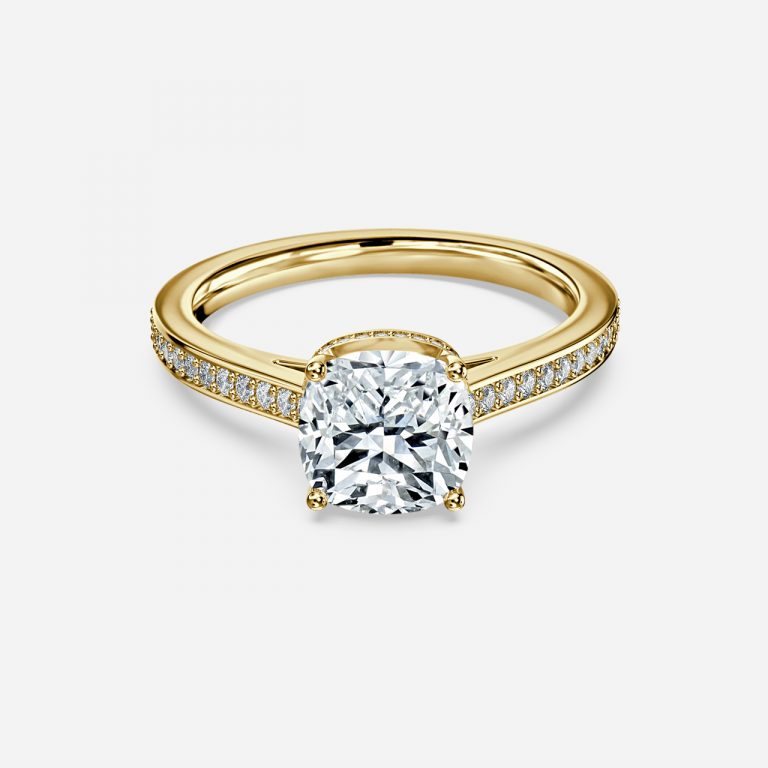 Inez Cushion Hidden Halo Moissanite Engagement Ring