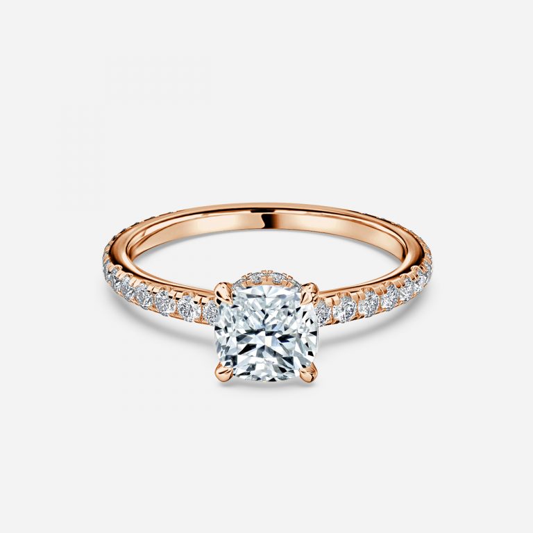 Astrid Cushion Hidden Halo Moissanite Engagement Ring