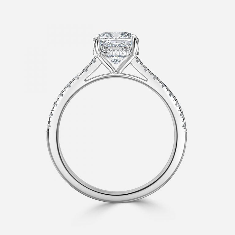 Zanna Cushion Hidden Halo Moissanite Engagement Ring