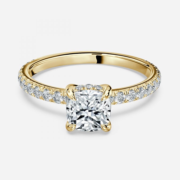 Siobhan Cushion Hidden Halo Moissanite Engagement Ring