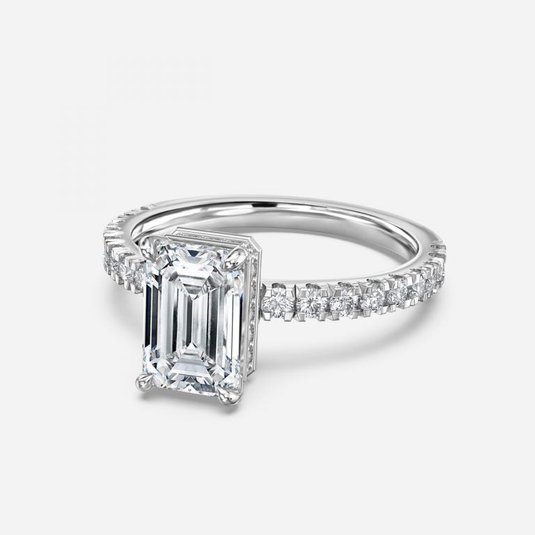 Leandra Emerald Hidden Halo Moissanite Engagement Ring