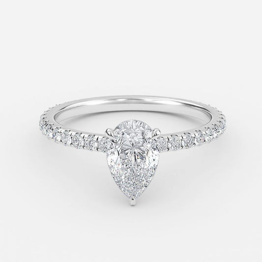 Astrid Pear Hidden Halo Moissanite Engagement Ring