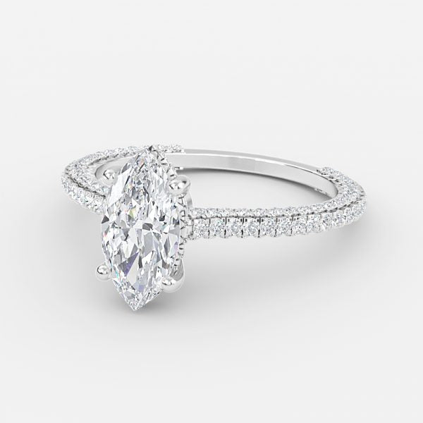 Kalaya Marquise Hidden Halo Moissanite Engagement Ring